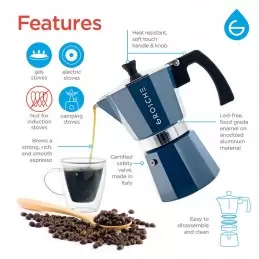 Cafetière italienne Milano Bleu 3 tasses (150ml) photo numéro 1