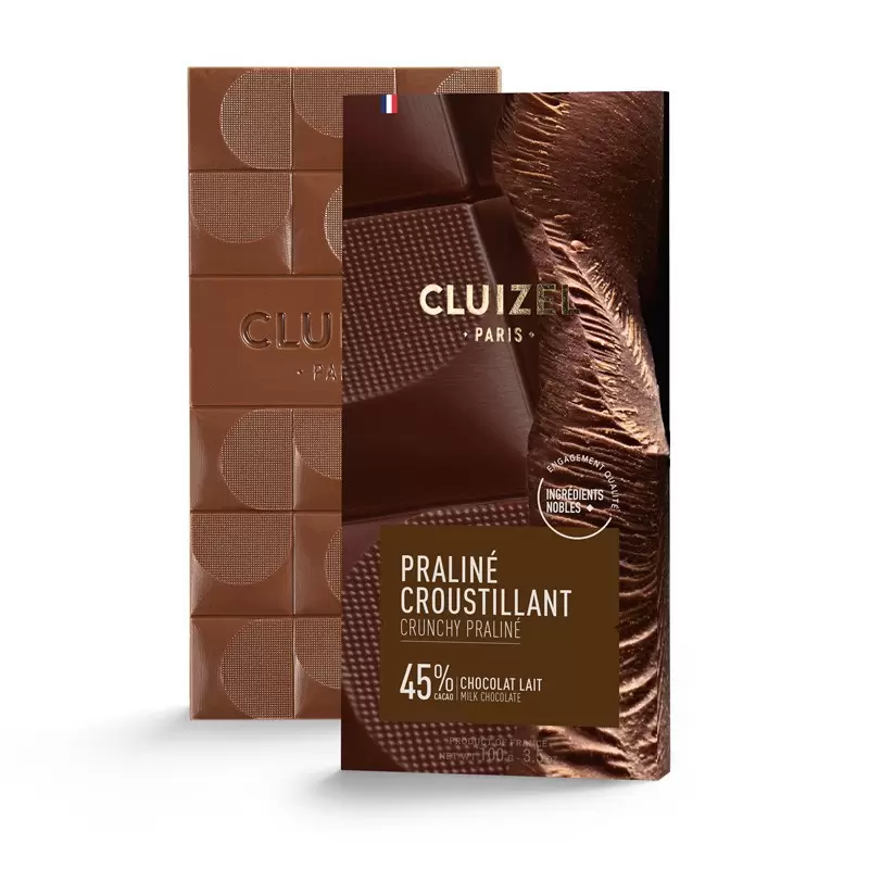 Tablette Lait 45% Praliné croustillant - 100gr photo numéro 1 Tablette Lait 45% Praliné croustillant - 100gr photo numéro 1
