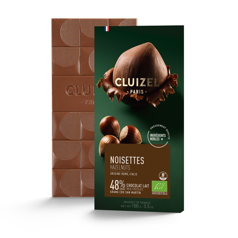 Tablette San Martin lait 48% Noisettes bio - 100gr photo numéro 1 Tablette San Martin lait 48% Noisettes bio - 100gr photo numéro 1