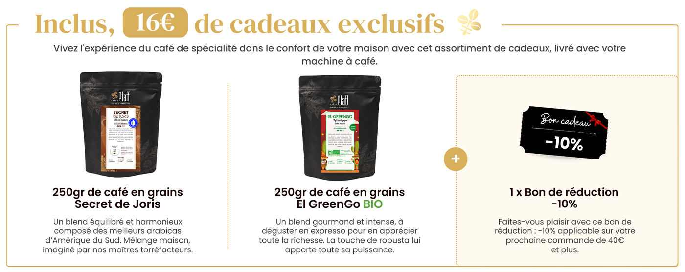 2x250g de cafés en grains + 1 bon de -10% sur votre prochaine commande